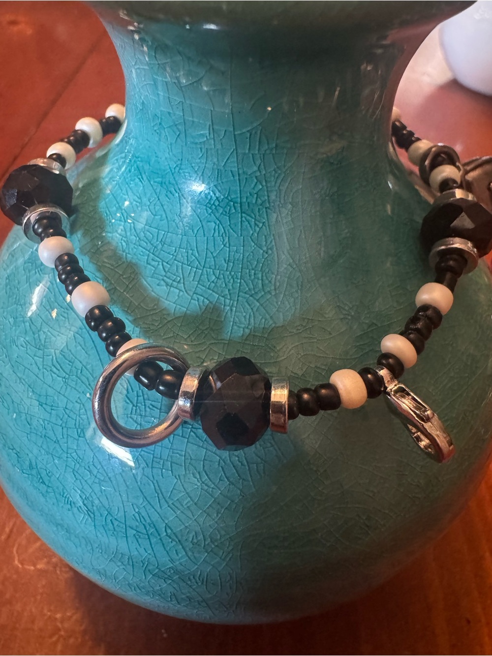 🖤 True Meaning - Handcrafted Black and White Beaded Keychain